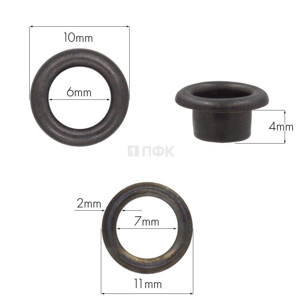 Люверсы №4 6мм сталь эконом цв оксид (уп 5000шт/100000шт) 