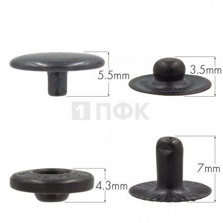 Кнопка для одежды 12,5мм Альфа сталь цв оксид (уп 1440шт) NEW STAR