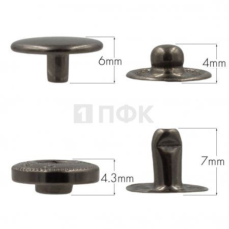 Кнопка для одежды 12,5мм Альфа сталь цв никель тем (уп 1440шт) ПФК