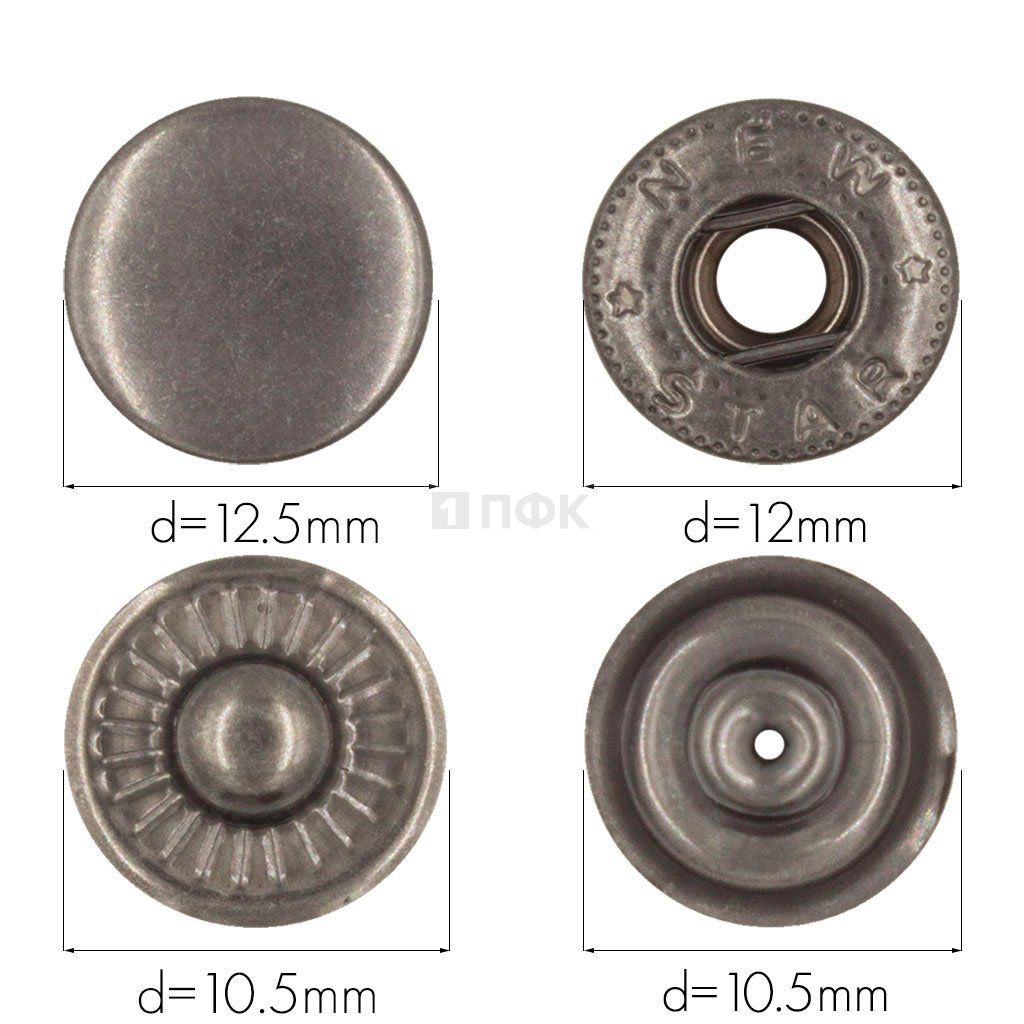 Кнопка для одежды 12,5мм Альфа сталь цв никель тем (уп 1440шт) NEW STAR — ПФКР Кнопка для одежды 12,5мм Альфа сталь цв никель тем (уп 1440шт) NEW STAR