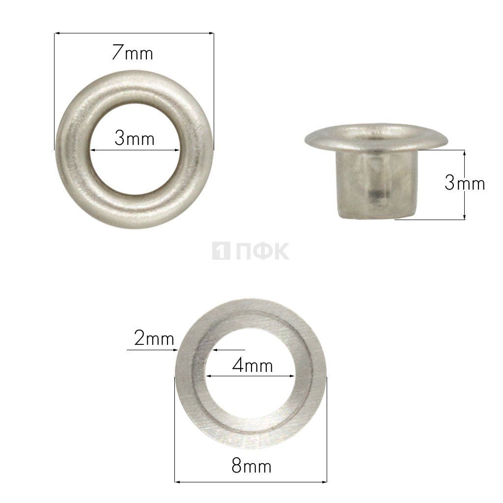 Люверсы №17 3мм сталь цв никель (уп 5000шт) 