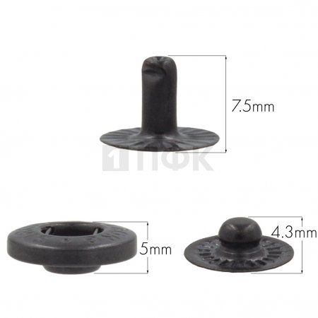 3 Части кнопки для одежды 15мм Альфа сталь цв оксид (уп 720шт) STRONG