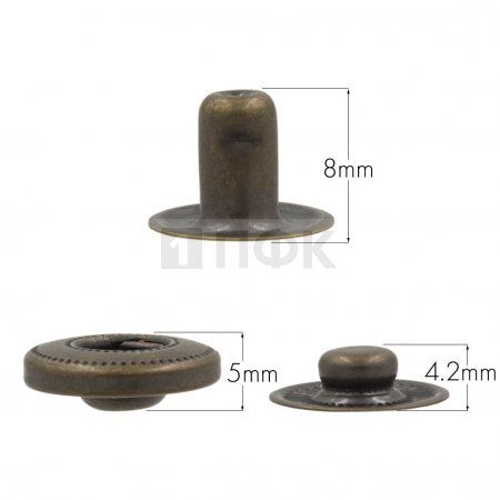 3 Части кнопки для одежды 15мм Альфа нерж цв антик (уп 720шт) BUTTONI
