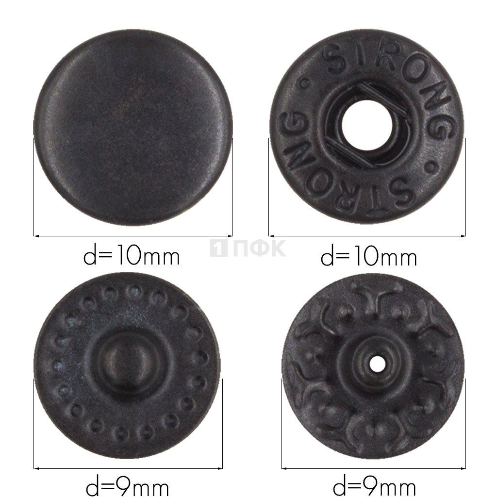 Кнопка для одежды 10мм Альфа сталь цв оксид (уп 1440шт) STRONG