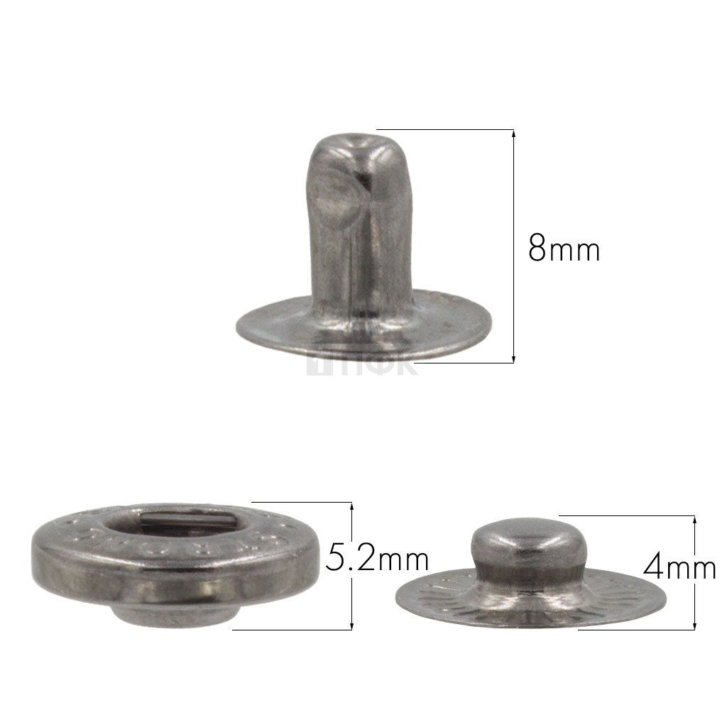 3 Части кнопки для одежды 15мм Альфа сталь цв никель тем (уп 720шт) STRONG