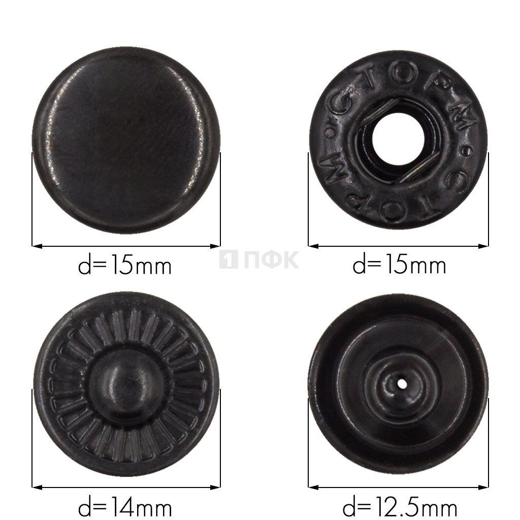 Кнопка для одежды 15мм Альфа нерж цв оксид (уп 720шт) STORM — ПФКР Кнопка для одежды 15мм Альфа нерж цв оксид (уп 720шт) STORM