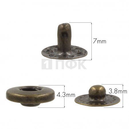 3 Части кнопки для одежды 12,5мм Альфа нерж цв антик (уп 1440шт) BUTTONI