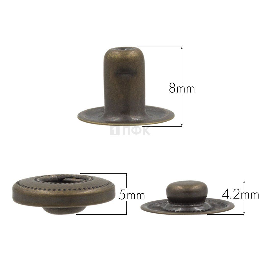 3 Части кнопки для одежды 15мм Альфа нерж цв антик (уп 720шт) DNG