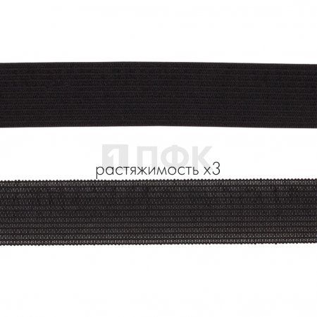 Резинка вязанная 20мм 6 гр/м цв черный (рул 40м/уп 600м)