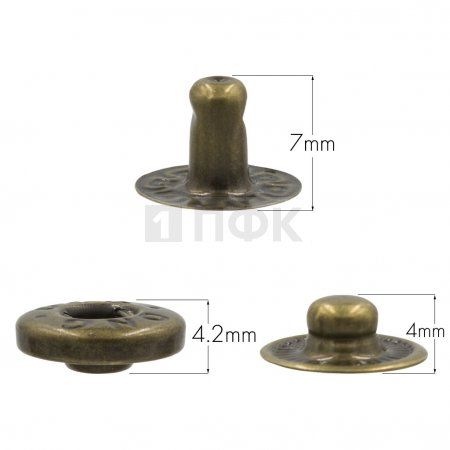3 Части кнопки для одежды 12,5мм Альфа нерж цв антик (уп 1440шт) DNG