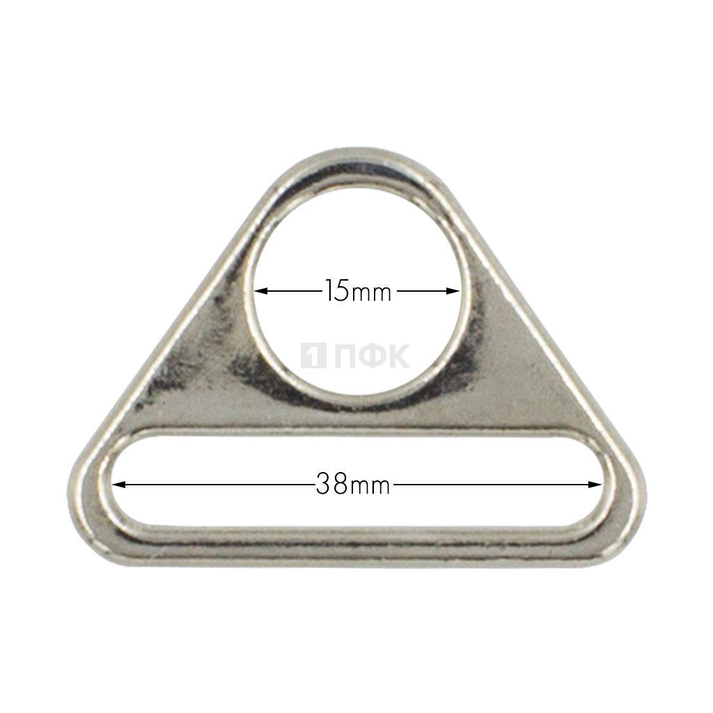 Пряжка металлическая треугольник 38мм никель (уп 500/5000шт) 7,73гр