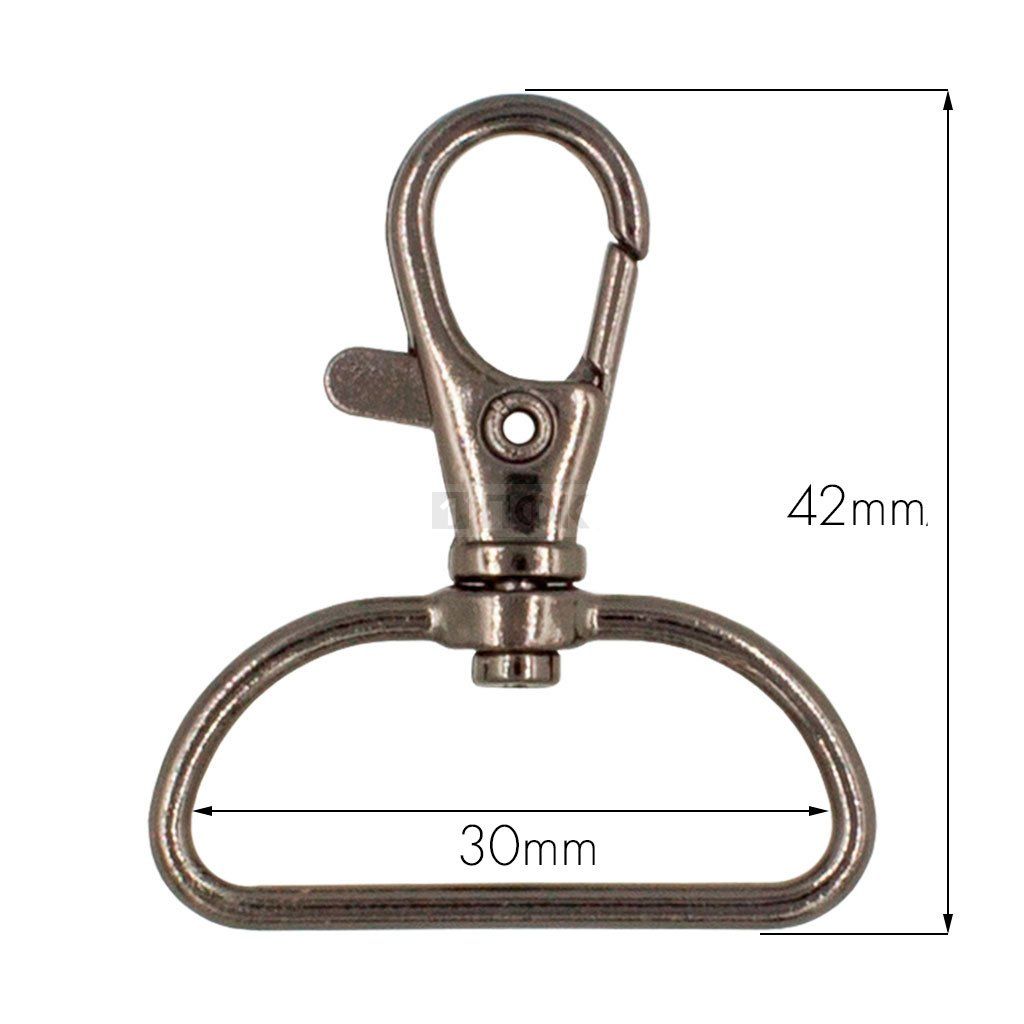 Карабин 30мм металл поворотный цв никель темный (уп 200шт) 