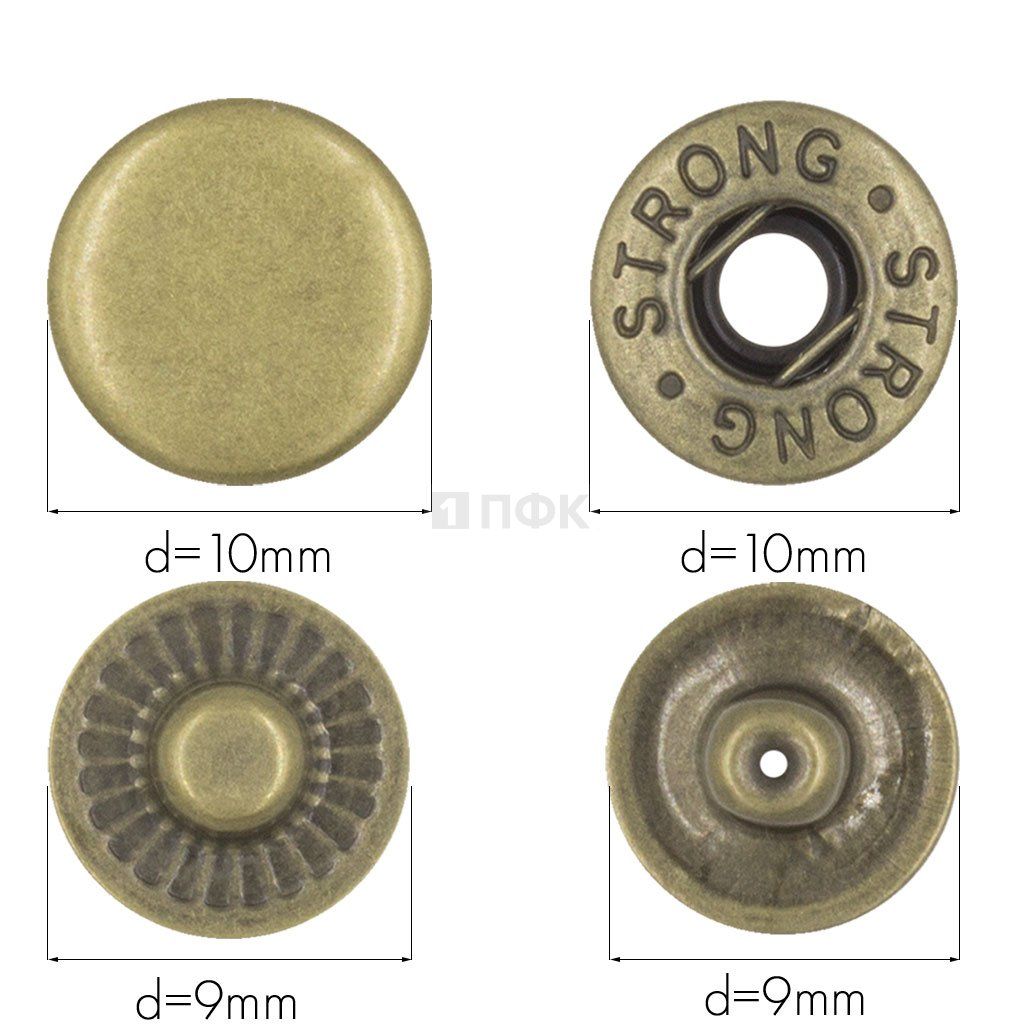 Кнопка для одежды 10мм Альфа сталь цв антик (уп 1440шт) STRONG — ПФКР Кнопка для одежды 10мм Альфа сталь цв антик (уп 1440шт) STRONG