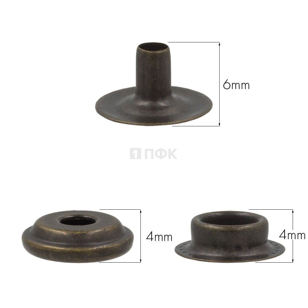 3 Части кнопки для одежды 15мм №61 сталь цв антик (уп 720шт) STRONG