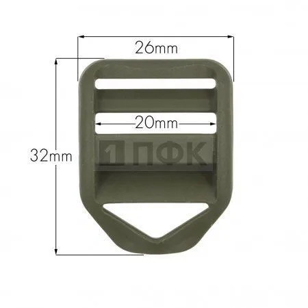 Пряжка-крыло трехщелевая WH-20 ПП 20мм цв хаки (уп 1000шт)