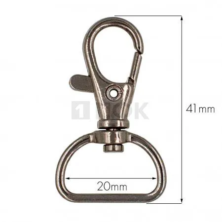 Карабин 20мм металл поворотный цв никель темный (уп 200шт) 