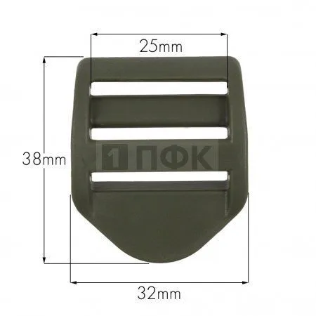 Пряжка-крыло трехщелевая U-25 ПА 25мм цв хаки (уп 1000шт)