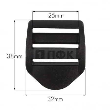 Пряжка-крыло трехщелевая U-25 ПФЛ 25мм цв черный (уп 1000шт)