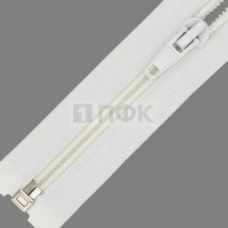 Молния спиральная (витая) тип 5 75см разъем цв 101 белый (уп 100шт) улучшен 18гр/рулонка 3,2гр/бег
