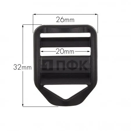 Пряжка-крыло трехщелевая WH-20 ПП 20мм цв черный (уп 1000шт)