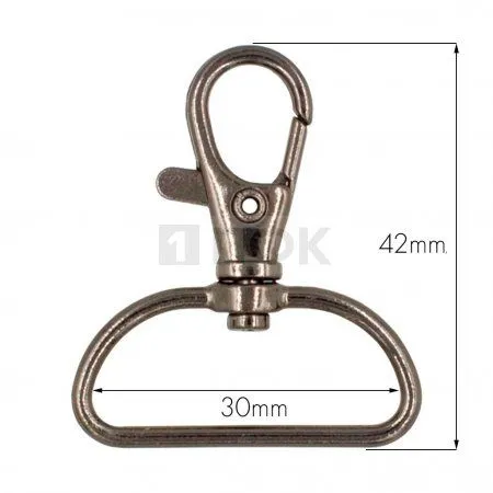 Карабин 30мм металл поворотный цв никель темный (уп 200шт) 